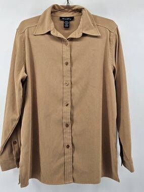 Denim & Co. Tan Button-Down‎ Long Sleeve Shirt - Size Small